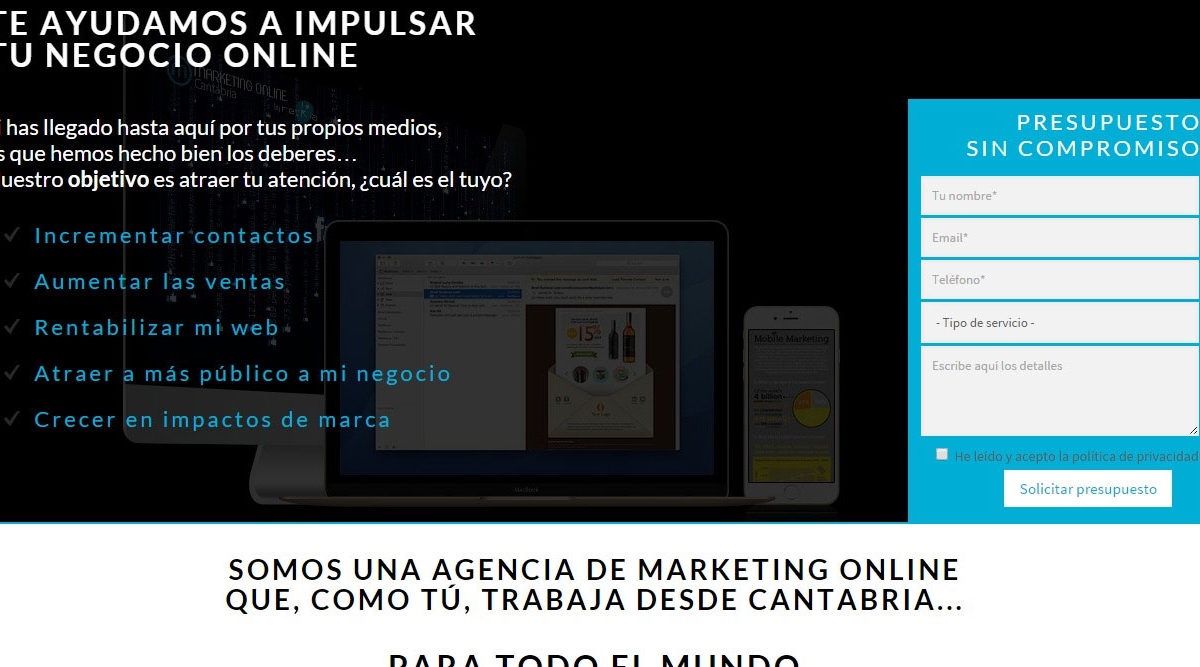 Marketing Online en Cantabria, microsite